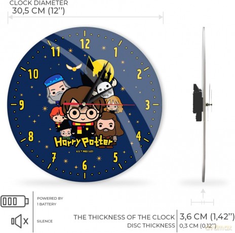 Zegar ścienny z połyskiem Harry Potter 100 Harry Potter Granatowy