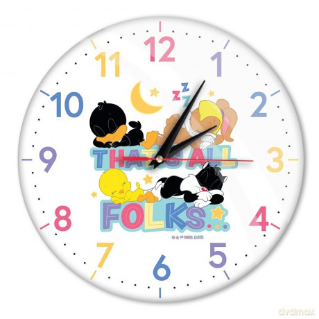 Zegar ścienny z połyskiem Looney Tunes 015 Looney Tunes Biały