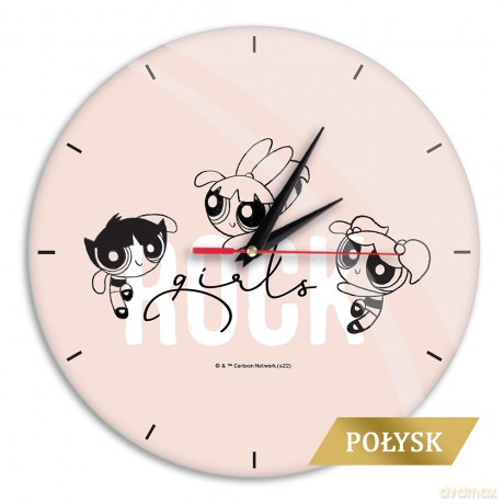 Zegar ścienny z połyskiem Atomówki 039 The Powerpuff Girls Beżowy