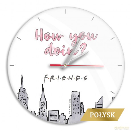 Zegar ścienny z połyskiem Friends 009 Friends Biały
