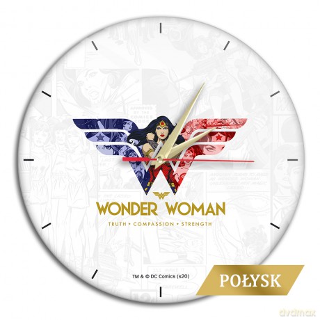 Zegar Ścienny z Połyskiem Wonder Woman 001 DC Biały