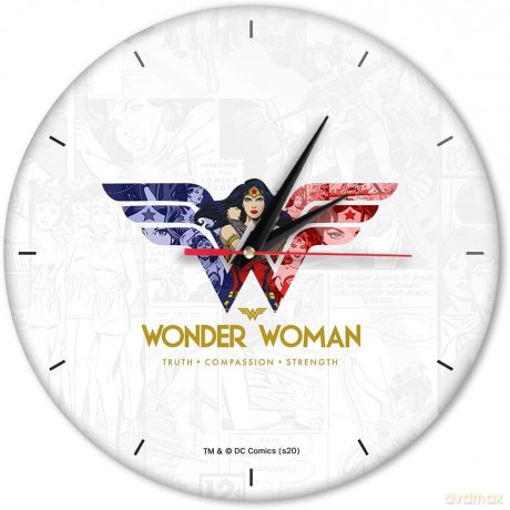 Zegar Ścienny z Połyskiem Wonder Woman 001 DC Biały