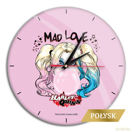 Zegar Ścienny z Połyskiem Harley Quinn 001 DC Różowy