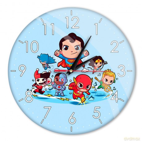 Zegar ścienny z połyskiem Super Friends 002 DC Niebieski