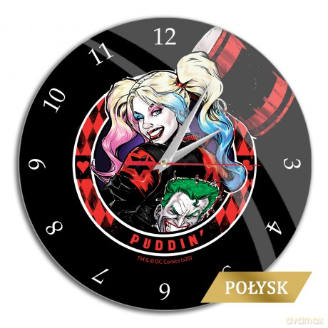 Zegar Ścienny z Połyskiem Harley Quinn 002 DC Czarny