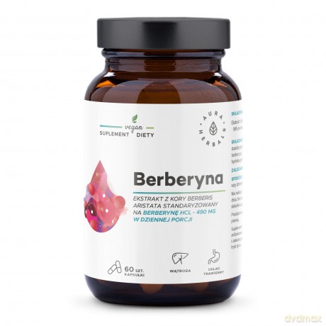 AURA HERBALS Berberyna 490mg, Berberis aristata - kapsułki 60 sztuk