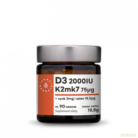 AURA Witamina D3 2000 IU+K2+Cynk+Selen tabl.90szt