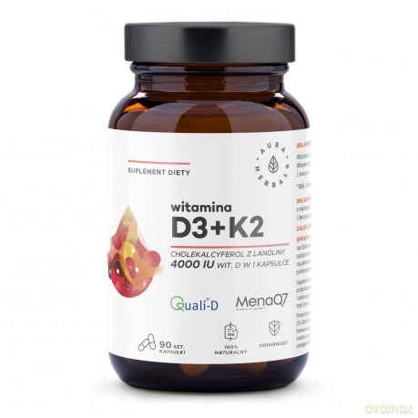 AURA Witamina D3 4000 IU+K2 kapsułki 90szt
