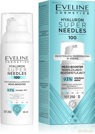 EVELINE Hyaluron Super Needles 100 Mezo-booster nawilżająco rozświetlający 50 ml