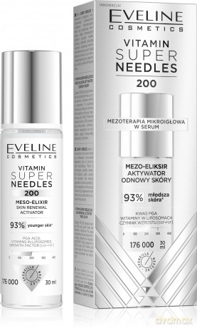 EVELINE Vitamin Super Needles 200 Mezo-eliksir aktywator odnowy skóry 30 ml