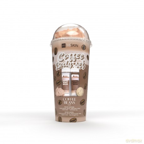 HISKIN Body Set Tuba Zestaw produktów do kąpieli - Coffee (żel do mycia ciała 100ml+balsam do ciała 100ml+myjka+kula 15g)