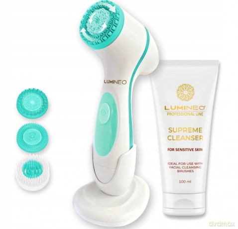 LUMINEO Professional Line Szczoteczka do twarzy Brush turkusowa + Żel oczyszczajacy Lumineo do skóry wrażliwej 100 ml