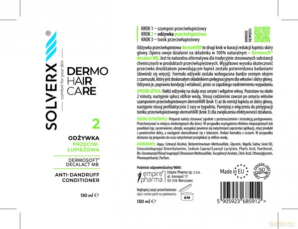 SOLVERX Dermo Hair Odżywka przeciwłupieżowa 150 ml
