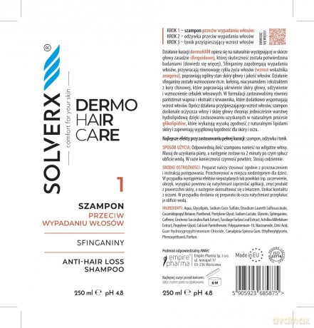 SOLVERX Dermo Hair Szampon przeciw wypadaniu włosów Sfinganiny 250 ml
