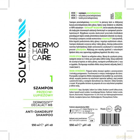 SOLVERX Dermo Hair Szampon przeciwłupieżowy 250 ml
