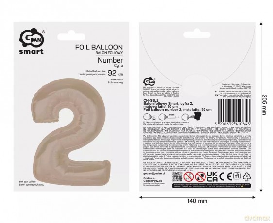 Balon Fol 2 Latte Matowa 92cm Go Pbh