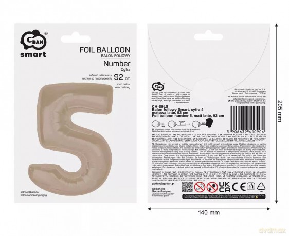Balon Fol 5 Latte Matowa 92cm Go Pbh