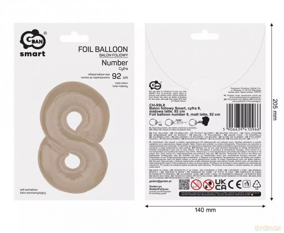 Balon Fol 8 Latte Matowa 92cm Go Pbh