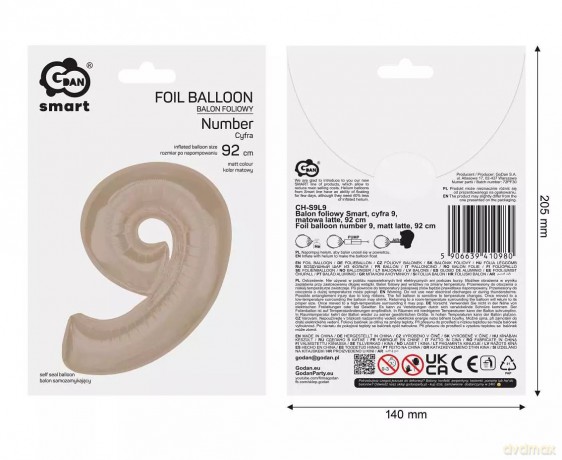 Balon Fol 9 Latte Matowa 92cm Go Pbh