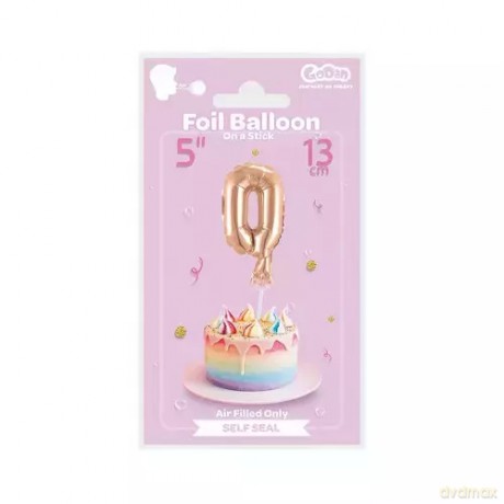 Balon Foliowy 13 cm Na Patyku Cyfra 0 Złoty Godan Bc-5rz0