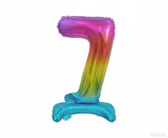 Balon foliowy stojący. Cyfra 7 (38 cm), tęczowa