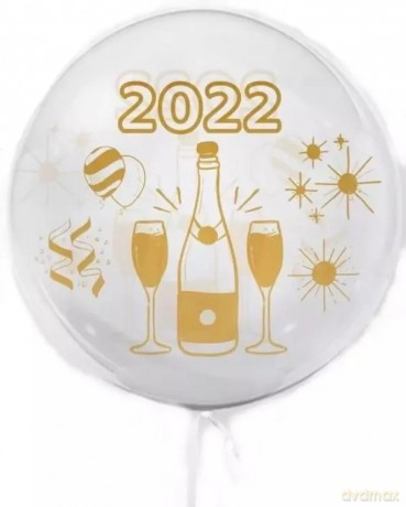 Balon przejrzysta kula "Nowy Rok 2022" 45 cm, 6 sztuk