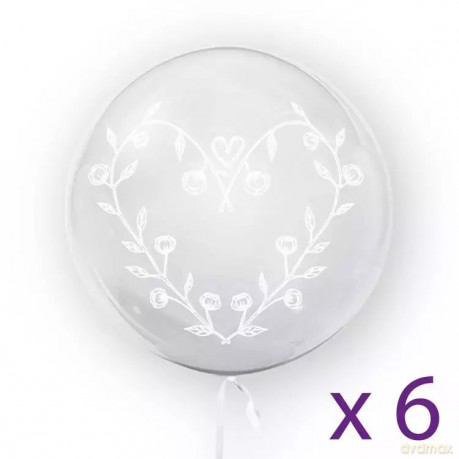 Balony "Serce kwiatowe", 6 sztuk