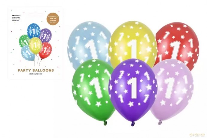 Balony 30cm 1st Birthday metallic mix A6 93415