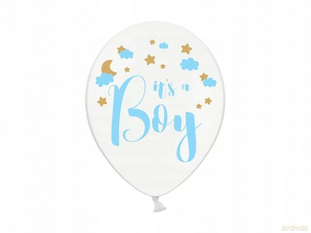 Balony Strong It's a Boy pastelowe białe 30cm 6szt