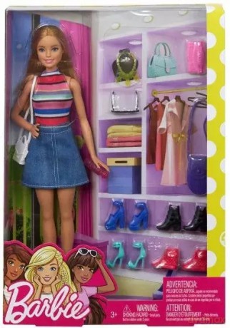 Barbie Lalka Barbie z garderobą FVJ42 MATTEL