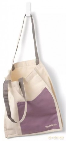 Bookaroo Torba bawełniana Aubergine&Cream