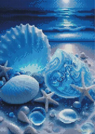 Diamentowa mozaika Piękne białe muszle na wybrzeżu 30x40cm 2001389
