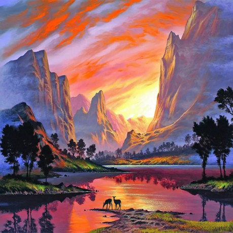 Diamentowa mozaika Zachód słońca w górach 30x40cm 1007742