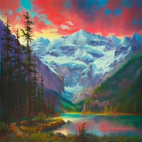 Diamentowa mozaika Zachód słońca w górach 30x40cm 1009192