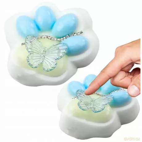 Gniotek Kocia łapka antystres Squishy biało-nieb