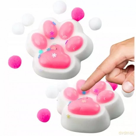 Gniotek Kocia łapka antystresowa Squishy biało-róż
