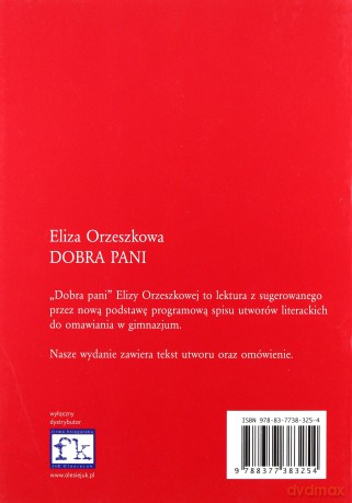 Dobra pani. Lektura z opracowaniem - Eliza Orzeszkowa [KSIĄŻKA]