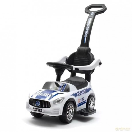 Jeździk z dźwiękiem i rączką Police Biały