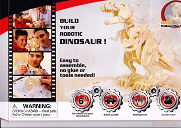 Drewniany model do złożenia z czujnikiem dźwięku. Chodzący T-Rex 