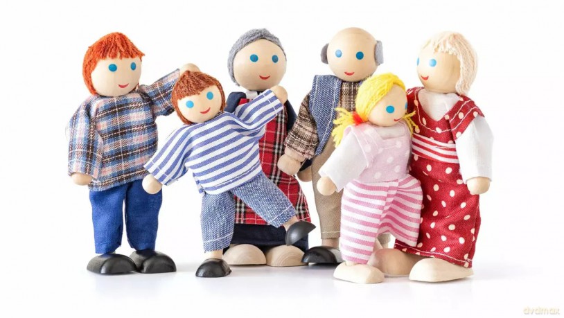 Lalki do domku dla lalek - rodzina wiejska, 6 sztuk 90620 Woody