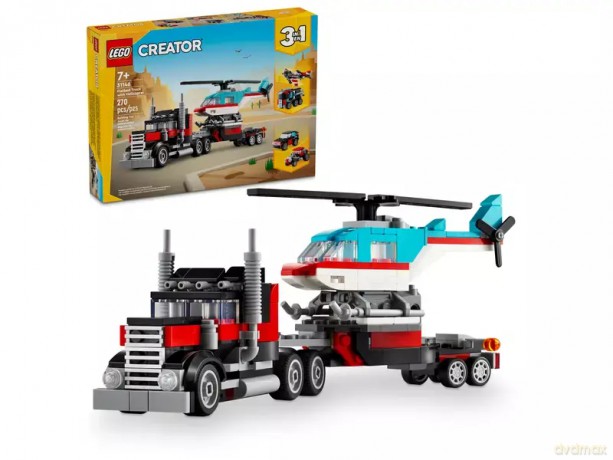 LEGO Creator 3 w 1 Ciężarówka z platformą i helikopterem 31146 (8 sztuk) [KLOCKI]