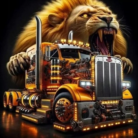 Malowanie po numerach Auto truck z ryczącym lwem 50x40cm 2001745