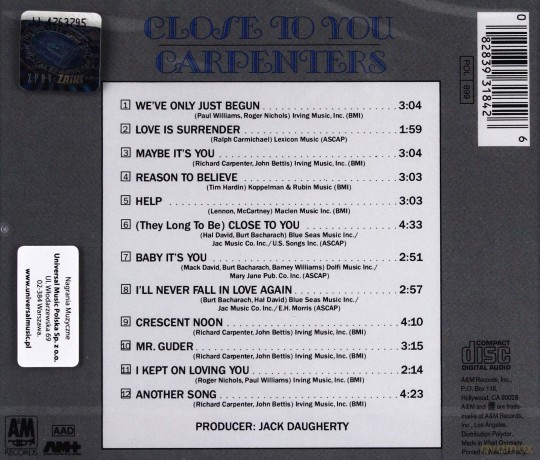 The Carpenters: Close To You [CD]