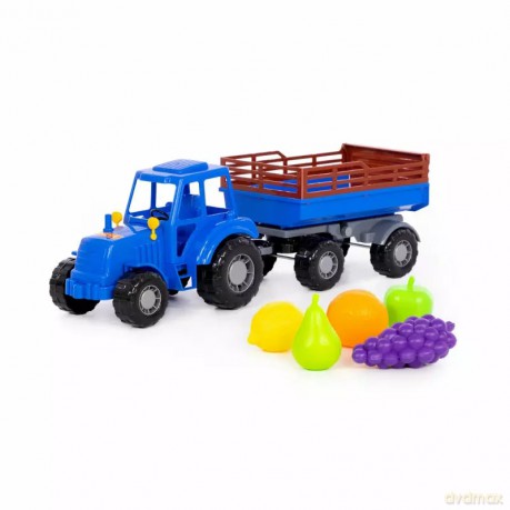 Polesie 02253 Traktor Ałtaj niebieski z przyczepą Nr2 + zestaw zakupowy 5 elementów w siatce