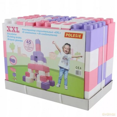 Polesie 68071 budowniczy XXL 45 elementów + łącznik do klocków v2 [KLOCKI]