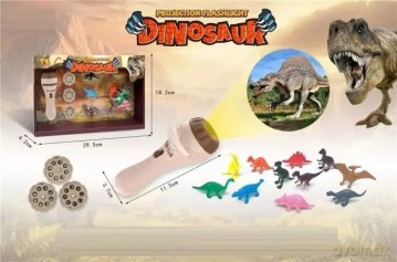 Projektor dinozaur na baterie z 12 dinozaurami [FIGURKA]