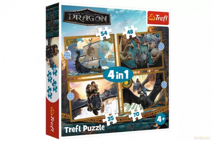 TREFL 4w1 Smocze dni How To Train Your Dragon 34678 [PUZZLE]