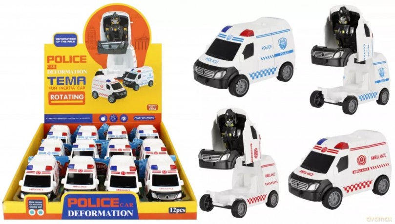 Robot Auto Polic/ambul 13cm Mix2 Mc Disp12/192