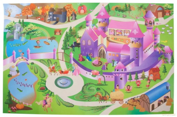Sun Baby, mata podłogowa Castle z autkami, 120X80 cm