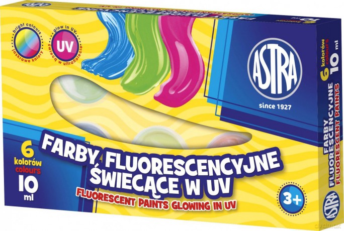 Farby fluorescencyjne 6 kolorów, 10 ml [KSIĄŻKA]